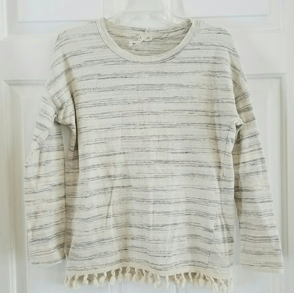 Blu Pepper Sweaters - Blu Pepper/gray & cream fringe sweater